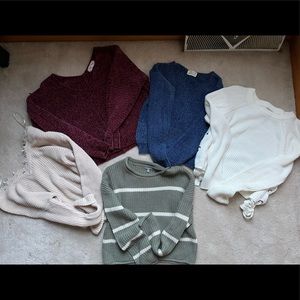 pack of 5 cute warm sweaters- all barely worn and in great condition!